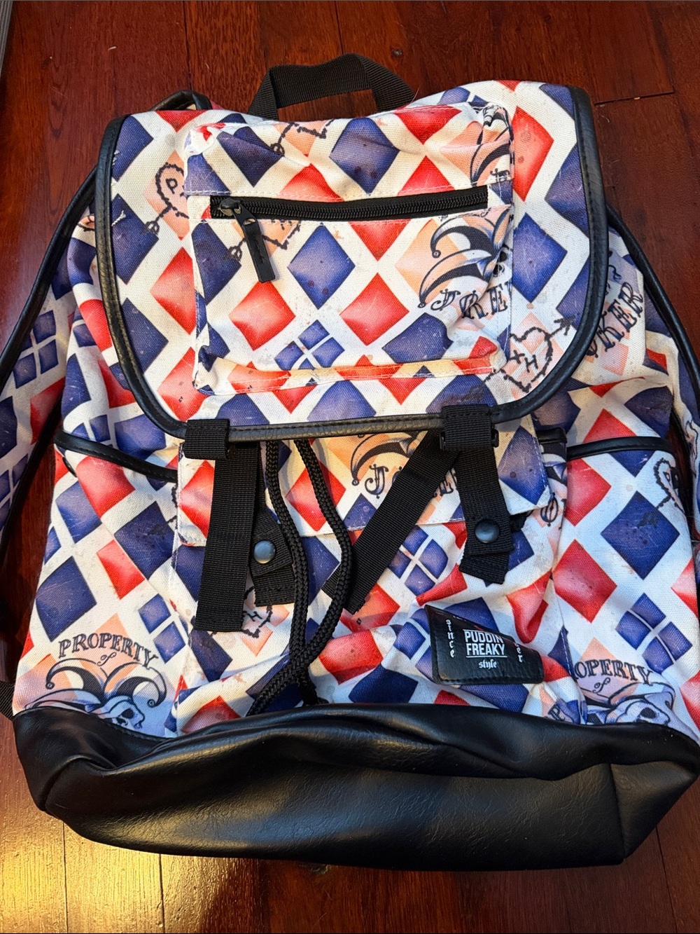 NWOT Harley Quinn Puddin' Freaky Diamond-Print Backpack